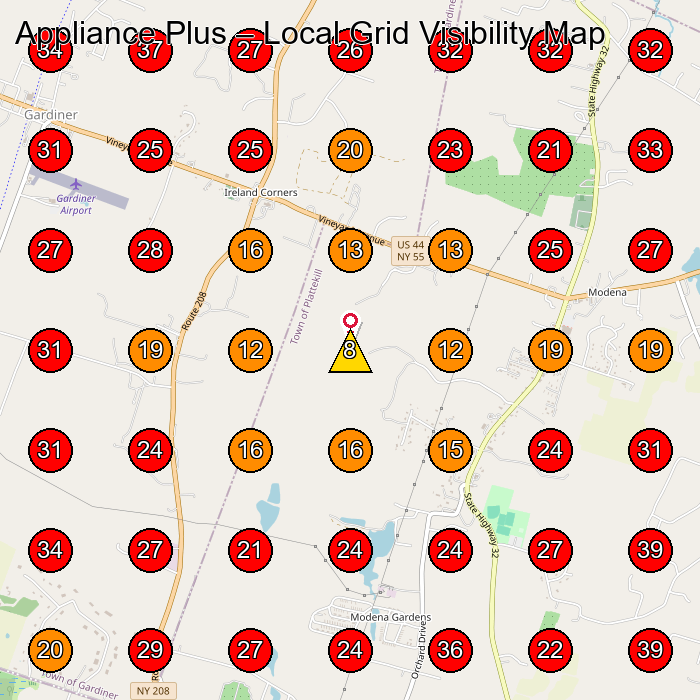Appliance Plus GeoGrid visibility map for Landscape Designer in Modena